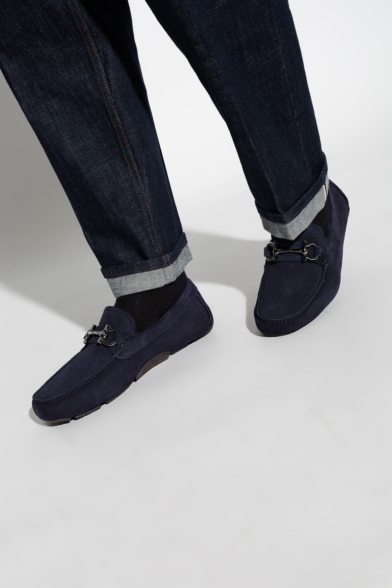 Ferragamo blue 2024 suede loafers